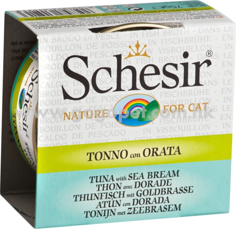 Schesir-全天然吞拿魚鯛肉魚湯煮貓罐頭70g Schesir-全天然吞拿魚鯛肉魚湯煮貓罐頭70g