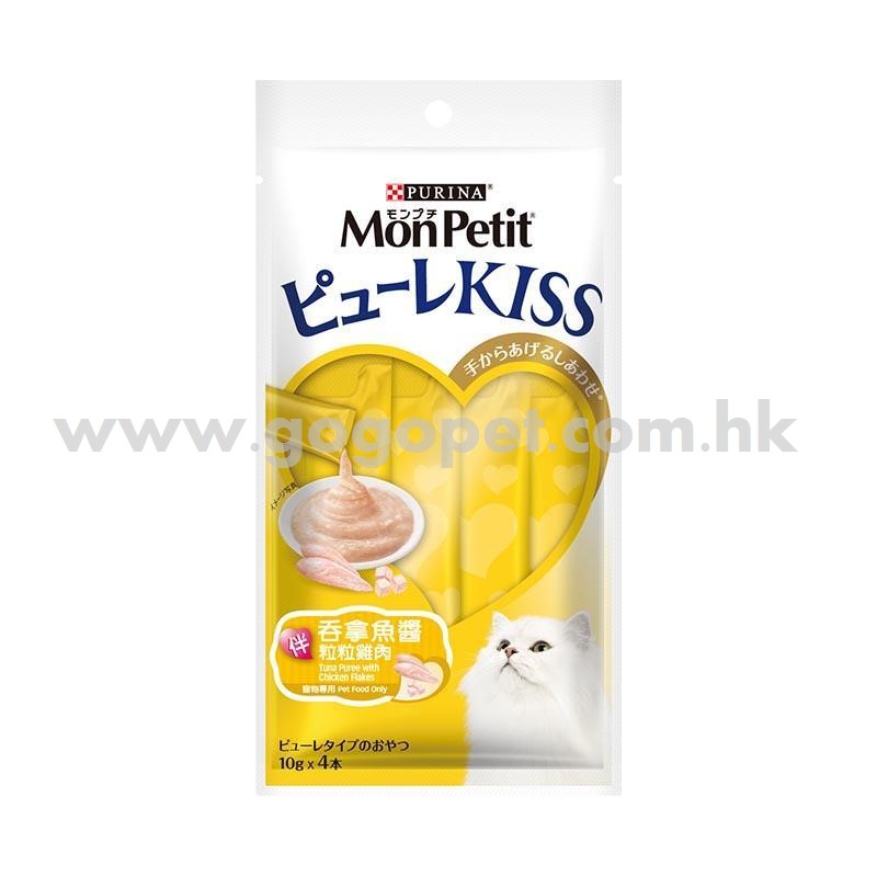 MON PETIT - PUREE KISS 吞拿魚醬伴粒粒雞肉貓小食 (內付10gx4小包)伴粒粒吞拿魚肉 貓小食 (內付10gx4小包) MON PETIT - PUREE KISS 吞拿魚醬伴粒粒雞肉貓小食 (內付10gx4小包)