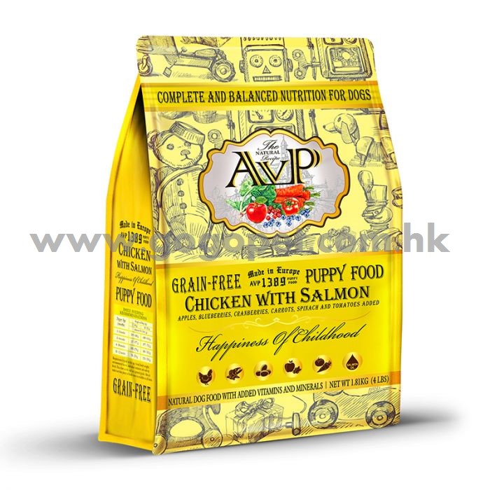 AVP 鮮肉無穀物蔬果 雞肉+三文魚迷你顆粒 幼犬糧 AVP 鮮肉無穀物蔬果 雞肉+三文魚迷你顆粒 幼犬糧