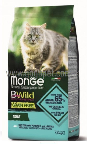 Monge 天然貓糧 無穀物鱈魚薯仔扁豆 成貓配方 貓乾糧 1Monge貓糧 Monge 天然貓糧 無穀物鱈魚薯仔扁豆 成貓配方 貓乾糧 Monge貓糧