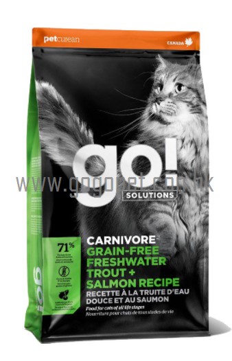 GO! Solutions CARNIVORE 活力營養系列 無穀物 淡水鱒魚+三文魚 go貓糧 GO! Solutions CARNIVORE 活力營養系列 無穀物 淡水鱒魚+三文魚 go貓糧